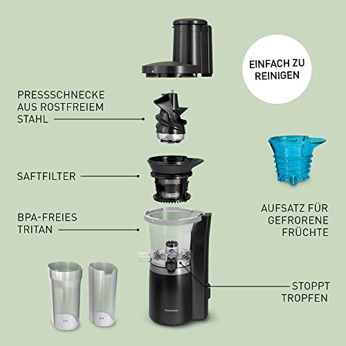 Panasonic MJ-L700KXE Slow Juicer Entsafter 0,8 L, mattschwarz