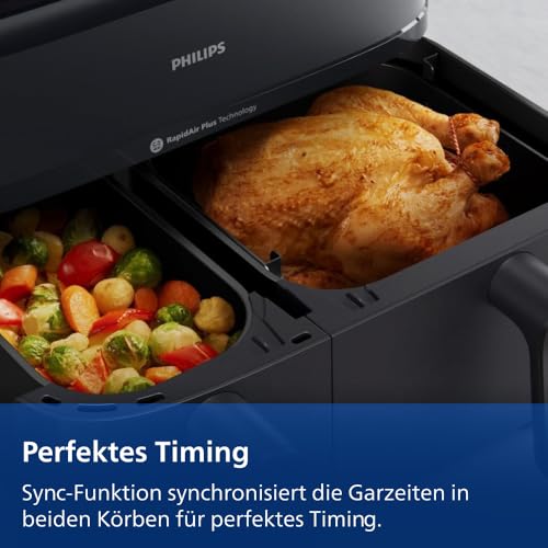 Philips Dual Basket Airfryer 3000 NA350 Heißluftfritteuse 9 L