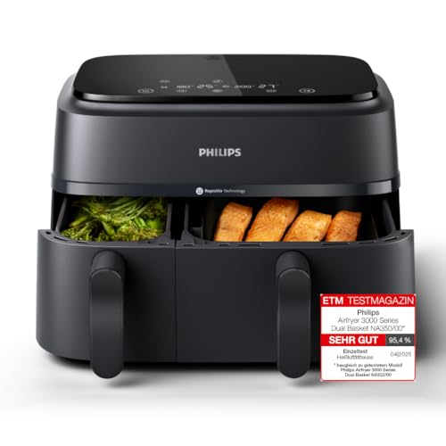 Philips Dual Basket Airfryer 3000 NA350/00 Heißluftfritteuse 9 L