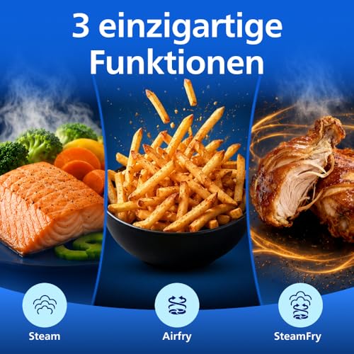 Philips Airfryer 5000 NA565 Heißluftfritteuse 9 L mit Dampf