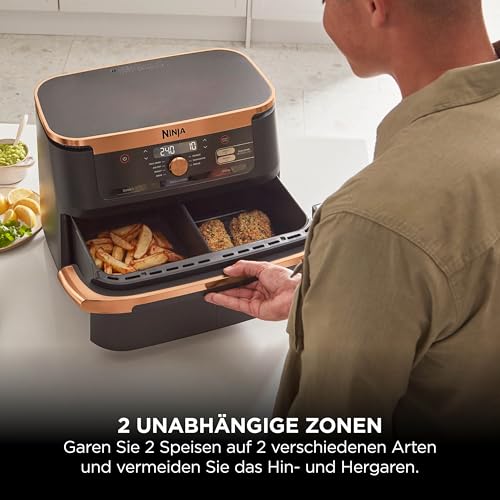Ninja Foodi FlexDrawer AF500EUCP Heißluftfritteuse 10,4 L, Kupfer