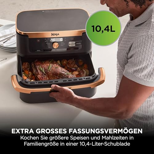 Ninja Foodi FlexDrawer AF500EUCP Heißluftfritteuse 10,4 L, Kupfer