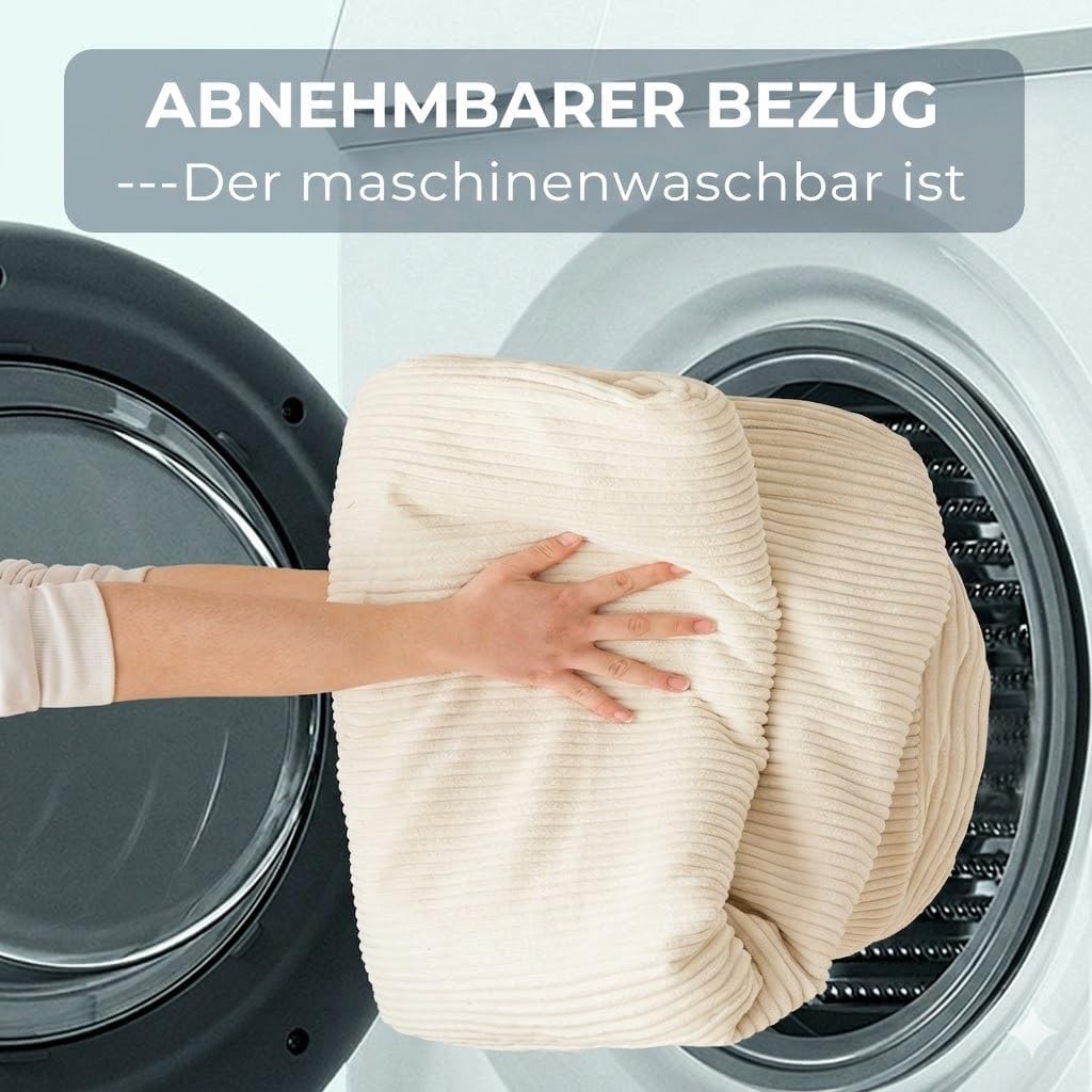 MAXYOYO Sitzsack-Bett, faltbar, Cordsamt, Schlafsofa, Bodenmatratze für Erwachsene, extra dick, 4-Fach gefaltet, Bodencouch für Schlafzimmer, Wohnzimmer, Beige, 75 x 240 cm