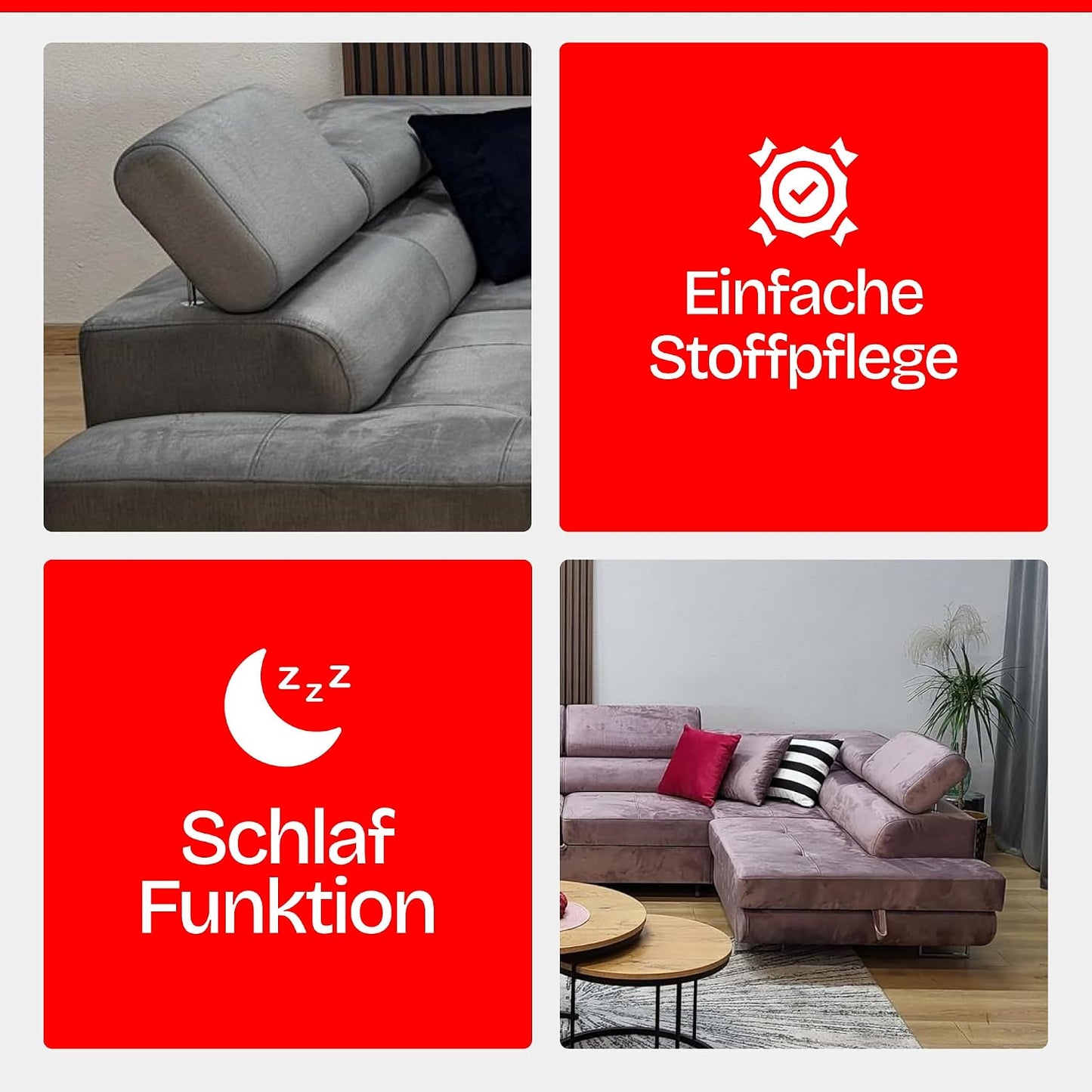 U-Form Sofa Rodos 345x202x90 cm, Schlaffunktion, Beige, Rechts | U-Form Sofa, Modern Couch mit mit Bettkasten, Weiches Ecksof fürs Wohnzimmer, Schlafsofa, Eleganter Monolith-Stoff