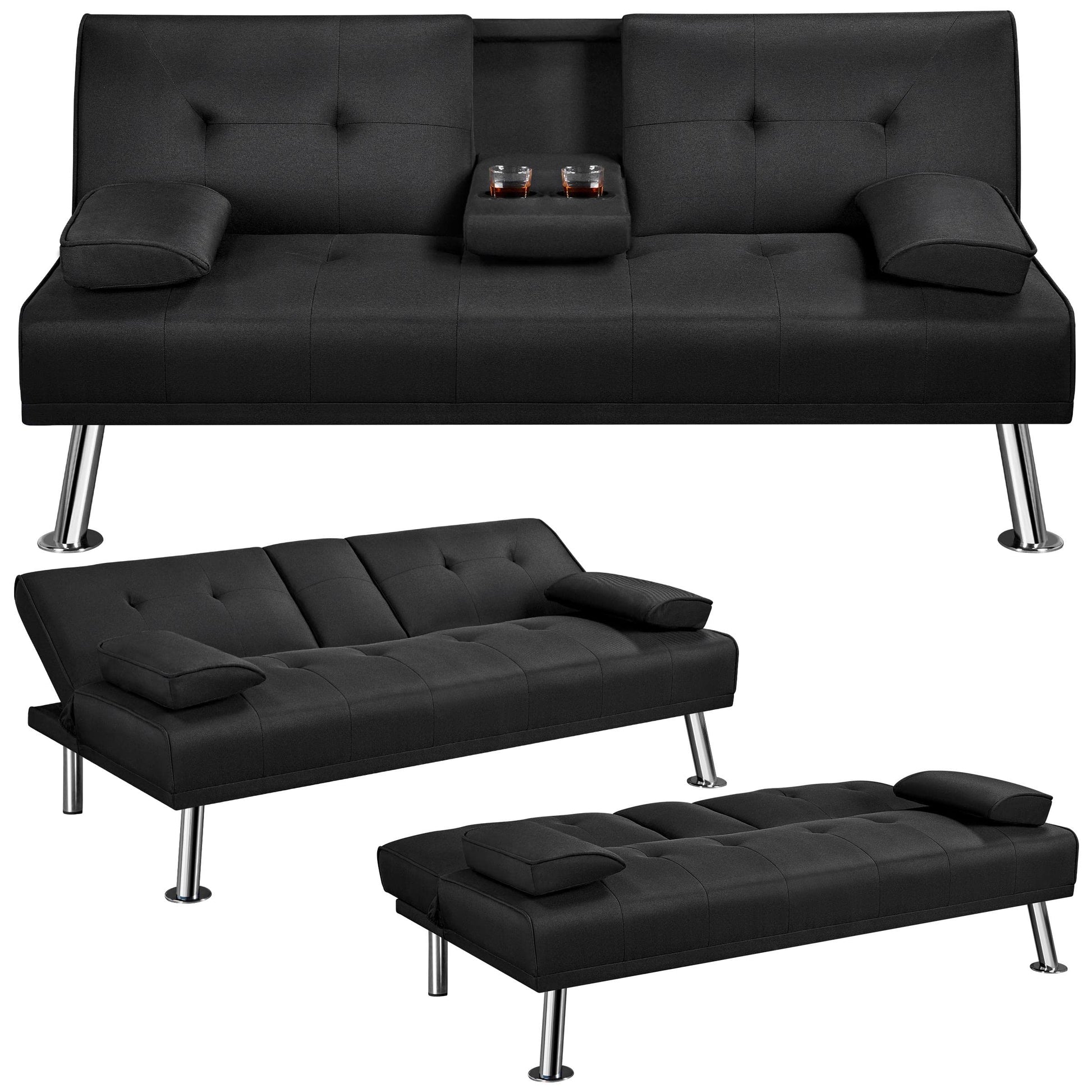 Yaheetech Schlafsofa für max. 3 Personen Gästebett Couch Sofa mit Schlaffunktion Tagesbett Bettsofa Schlafcouch Sofabett Polstersofa bis 350 kg belastbar Elfenbeinen